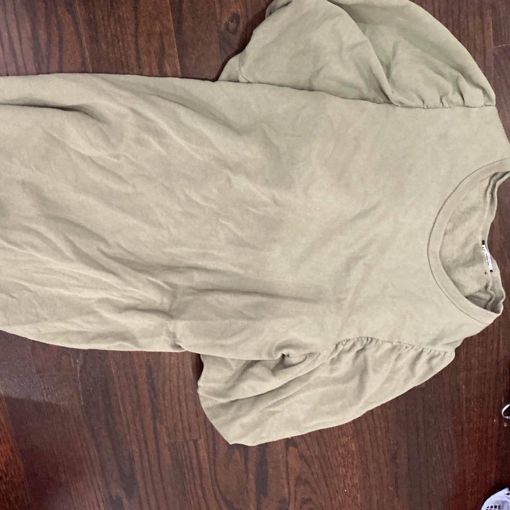 GREEN ZARA PUFF SLEEVE DRESS